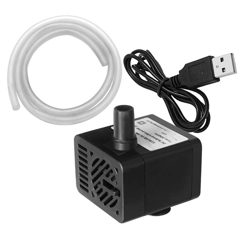 PULACO DC 5V USB Mini Submersible Water Pump with Tubing for Pet Fountain, Aquarium Fish Tank, Pond, Fountain, Hydroponics - Image 1